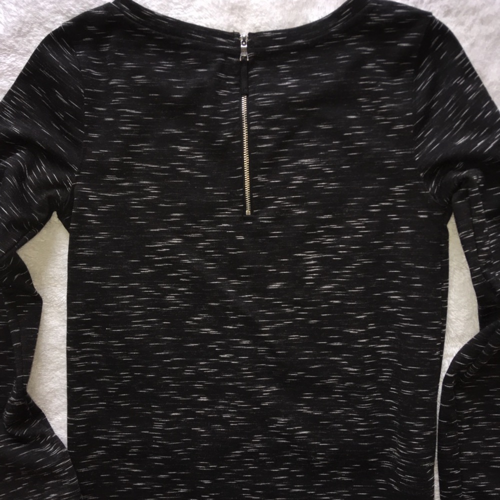 XS Merona Black Marled Shirt w/ Gold Zipper Detail